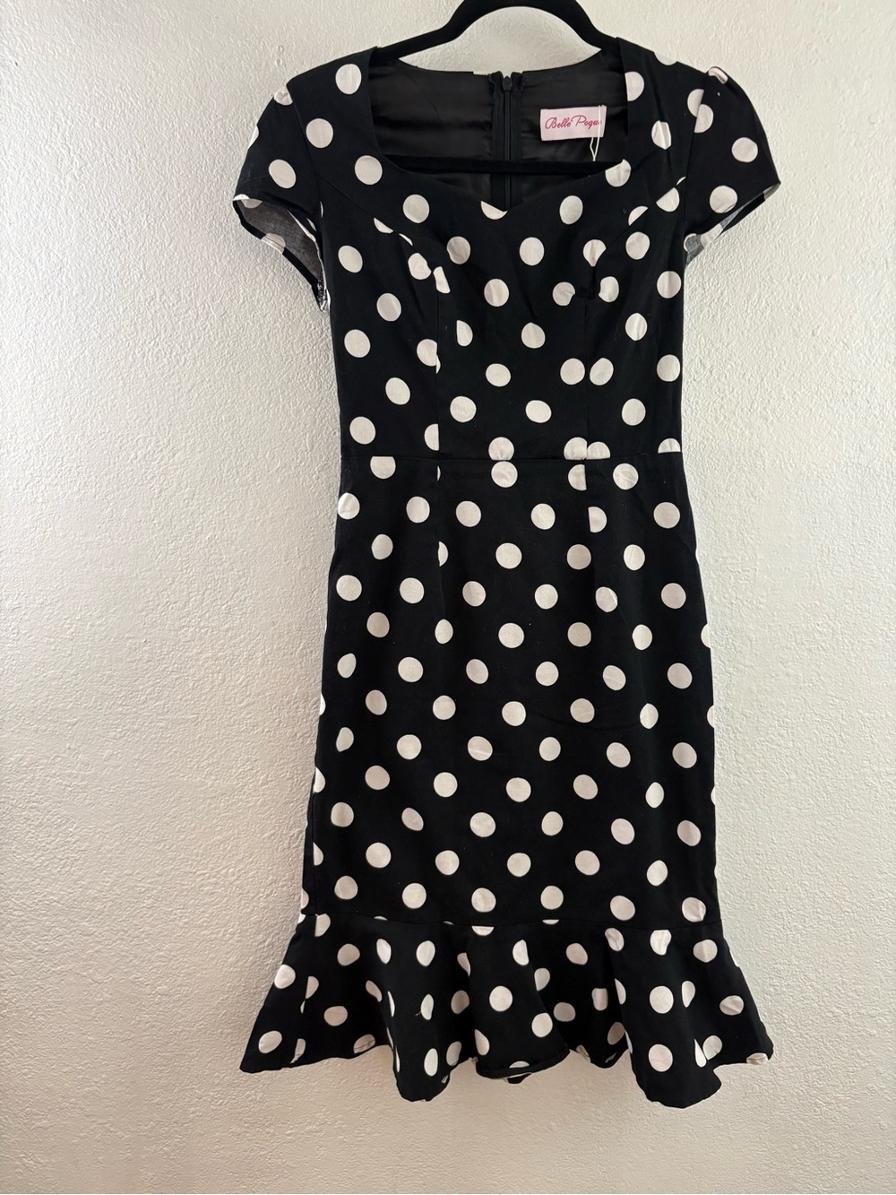 Belle Poque polka dot dress features a distinctive ruffled mermaid hem  size 2 - Picture 2 of 7